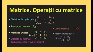 Matrice clasa a 11 a ordin 2 3 bac matematica exercitii inmultirea matricelor cu un scalar transpusa [upl. by Akihc]