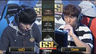 2017 GSL Season 3Code S Ro16 Group C Match5 soO vs Dark [upl. by Adnohrahs]