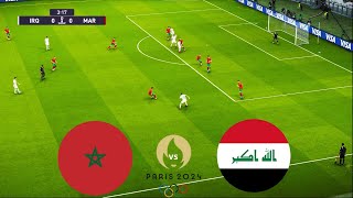 مباراة العراق ضد المغرب  أولمبياد باريس 2024  مباراة كاملة  تعليق عربي  PES Gameplay [upl. by Attemaj]