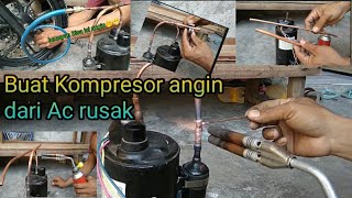 Membuat kompresor angin dari bekas Ac [upl. by Eiramanna]