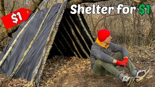 BUILT SHELTER FOR 1  SOLO OVERNIGHT IN THE FOREST [upl. by Teressa]