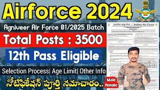 Agniveer Air Force Recruitment 2024  3500 Posts  12th Pass Maleamp Female  Agniveer Vayu 2024 Jobs [upl. by Rudyard43]