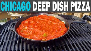 Homemade Chicago Deep Dish Pizza  How To Make in an Oven or Grill [upl. by Akerdal]