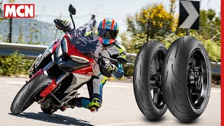 Sports tyres on an adventure bike 19in Metzeler Sportec M9 RRs tested  MCN [upl. by Branca]