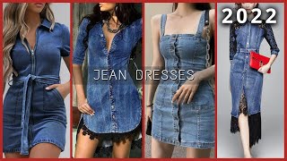 VESTIDOS DE JEAN MEZCLILLA DENIM DE MODA Y TENDENCIA 2022 [upl. by Bowers]