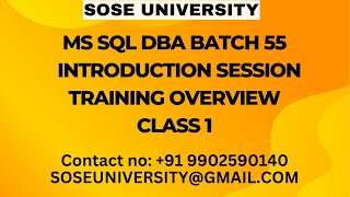 SoSE Universitys Batch 55 Sql DBA Introduction Session Class 1  Contact 91 9902590140 [upl. by Akiemahs117]