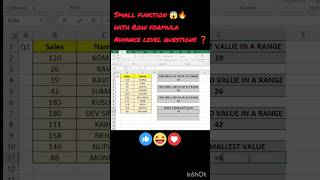 shorts small  Row formula in 15 second 😱🔥  Advance Excel  excel exceltips [upl. by Nnor846]