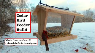 Cedar Bird Feeder Build Made from 1 board  plexiglass [upl. by Tonina]