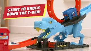 Hot Wheels City TRex Chomp Down Playset [upl. by Artema912]