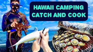 Camping CATCH AND COOK in Hawaii  Fishing Speardiving and Foraging for our next meal [upl. by Siri]