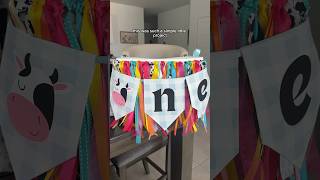 DIY no sew highchair birthday banner 1stbirthdayparty partyideas firsttimemom [upl. by Snider950]