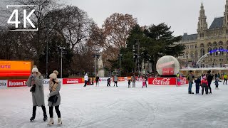 Vienna Walk at Ice Skate Rink Rathausplatz it has opened despite Lockdown Walking Around  4K [upl. by Jasisa969]