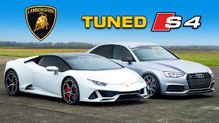 Tuned Audi S4 vs Lamborghini DRAG RACE [upl. by Wiltsey226]