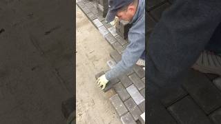 Laying of paving tiles quotbrickquot🧱 automobile construction builder landscape paverblocks garden [upl. by Yenatirb]