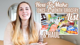 EASY MONTHLY GROCERY LIST GROCERY HAUL HOW TO GROCERY SHOP ONCE A MONTH SHOP WITH ME LARGE FAMILY [upl. by Ariet732]