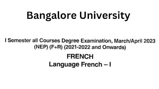 French 2023 Question Paper BU [upl. by Raphael]