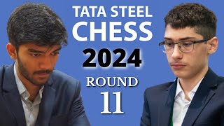 D Gukesh vs Alireza Firouzja  Tata Steel Masters 2024  Round 11 [upl. by Adnohsel]