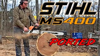 Peaky saw needs Sharp chain ported Stihl MS400 400 ms ethantrainer9595 [upl. by Atrice]