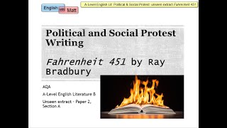 29 AQA Literature Political amp social protest writing unseen extract Fahrenheit 451 [upl. by Teryn]