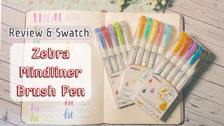 Review amp Swatch Zebra Mildliner Brush Pen 🖊 Brush pen for beginner 💓 [upl. by Wj]