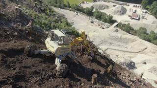 Travaux extrêmes à la pelle araignée Menzi Muck A81 Charrière Frères Sàrl Carrière JPF Im Fang [upl. by Nevuer]