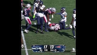 Rhamondre Stevenson rushes for a 12yard Gain vs Seattle Seahawks [upl. by Ahsatak810]