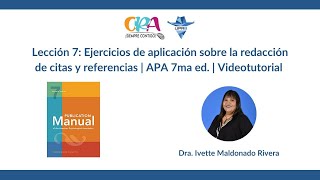 Lección 7 Ejercicios de la redacción de citas y referencias  APA 7ma ed Videotutorial  Infonexus [upl. by Uriiah]