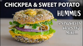 CHICKPEA SWEET POTATO HUMMUS Recipe  Sandwich and Wraps  Easy vegetarian and Vegan Meals [upl. by Hcardahs120]