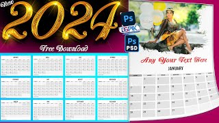 2024 Calendar PSD Template Free  Wall Calendar Design 2024 Free PSD [upl. by Germann]