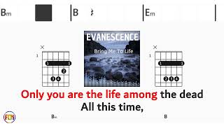 EVANESCENCE Bring Me To Life FCN GUITAR CHORDS amp LYRICS [upl. by Odelle]