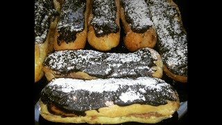 Recette des Éclairs au Chocolat  عجينة الإكلير بكريمة الحلواني بالشوكولا بمقادير مضبوطة [upl. by Musser]