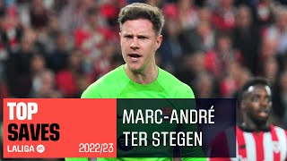 TOP PARADAS MarcAndré Ter Stegen LaLiga 20222023 [upl. by Nnayecats]