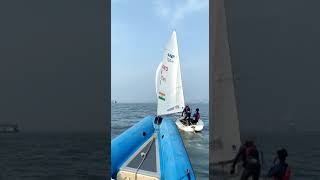 470 Sailing  light wind roll gybing training [upl. by Ssecnirp334]