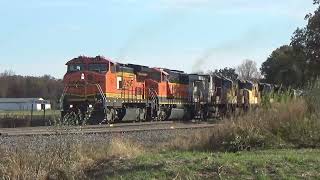 110224  Two northbound BNSF trains with awesome power on the Beardstown sub [upl. by Graehme]