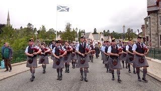 quotScotland the Bravequot by the Isle of Cumbrae Pipe Band as they march out of Braemar Scotland [upl. by Suedama]