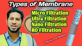 Types of membranes  Microfiltration membrane  UF membrane  Nanofiltration  RO membrane [upl. by Rapsag]