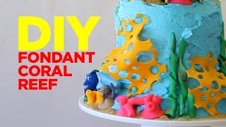 FINDING DORY  FONDANT CORAL REEF  Easy cake decor [upl. by Tlok540]