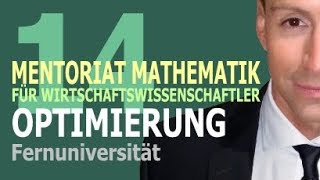 Optimierung  14 Kursvideo  Mentoriat Mathematik für Wirtschaftswissenschaftler [upl. by Olga]