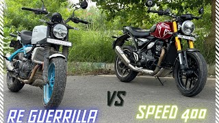 Royal Enfield Guerrilla 450 Vs Triumph Speed 400 [upl. by Denice324]