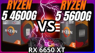 Ryzen 5 4600G vs Ryzen 5 5600G  RX 6650 XT  Testes em 10 Games [upl. by Yatnahs441]