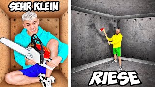 Klein vs Riese Unzerbrechliche Boxen DRINNEN GEFANGEN CHALLENGE [upl. by Iblehs469]