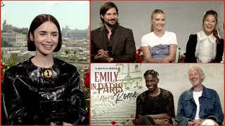 EMILY IN PARIS Season 4 Part 2 Cast Interview EMILY IN ROME Lily Collins Ashley Park Lucas Bravo [upl. by Egas]