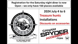 Spyder Odyssée 2024 registration information  July 46  Saturday night diner  Only 150 places [upl. by Ettelohcin49]