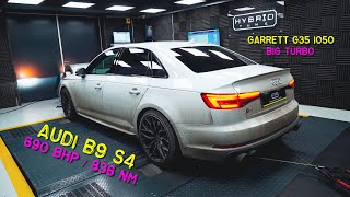 Audi B9 S4 690 BHP  836 NM 😳 BIG Garrett G35 1050 turbo stock engine audi audis4 bigturbo [upl. by Erminie676]