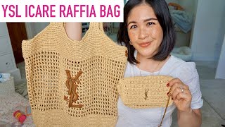 BOUJEE ON A BUDGET YSL ICARE RAFFIA BEACH BAG  Sam Loves [upl. by Mailiw]