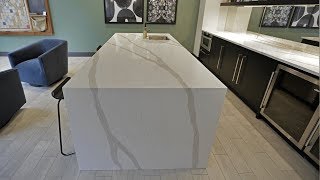 3cm Arabescato Pental Quartz Waterfall Edge by Crowleys Granite Concepts Inc [upl. by Caril]