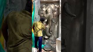 Pondicherry Lakshmi elephant wall mural cement art work [upl. by Dorkus]