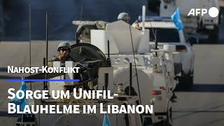 NahostKrieg Sorge um Blauhelme im Libanon  AFP [upl. by Wrand34]