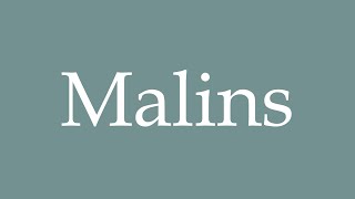 How to Pronounce Malins Clever Correctly in French [upl. by Kauslick687]