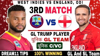 West Indies vs England 3RD ODI Match Dream11 Prediction  WI vs ENG 3RD Match Video amp Dream11 Team [upl. by Roede97]